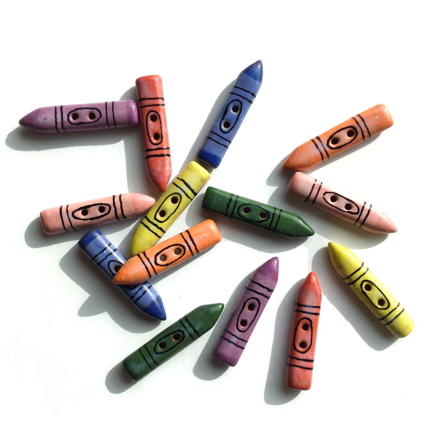 Colorful Crayons Earthenware Buttons  5/16" x 1-3/8"