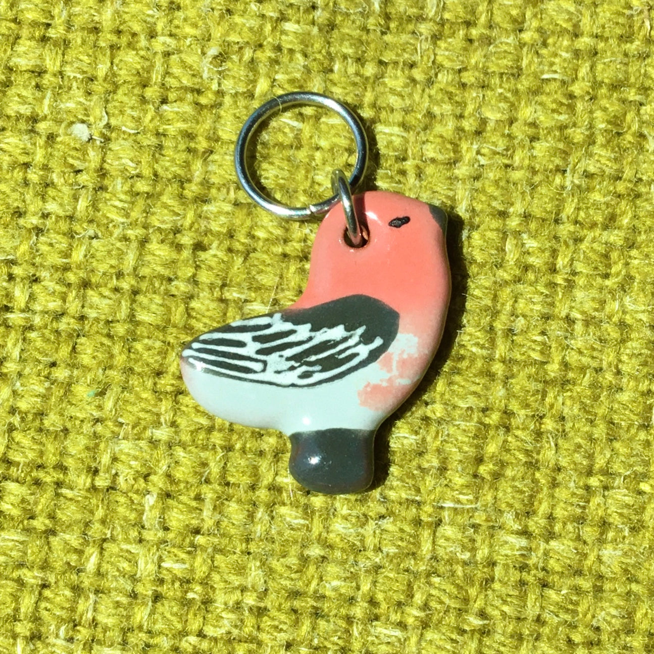Ceramic Bird Stitch Marker  3/4" x 7/8"