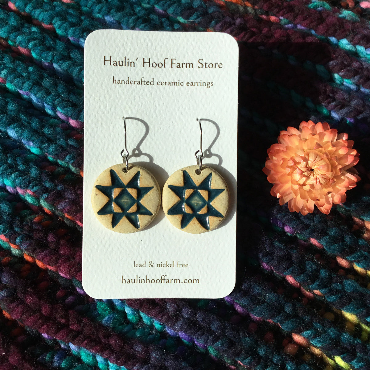 Rustic Ohio Star Stoneware Earrings