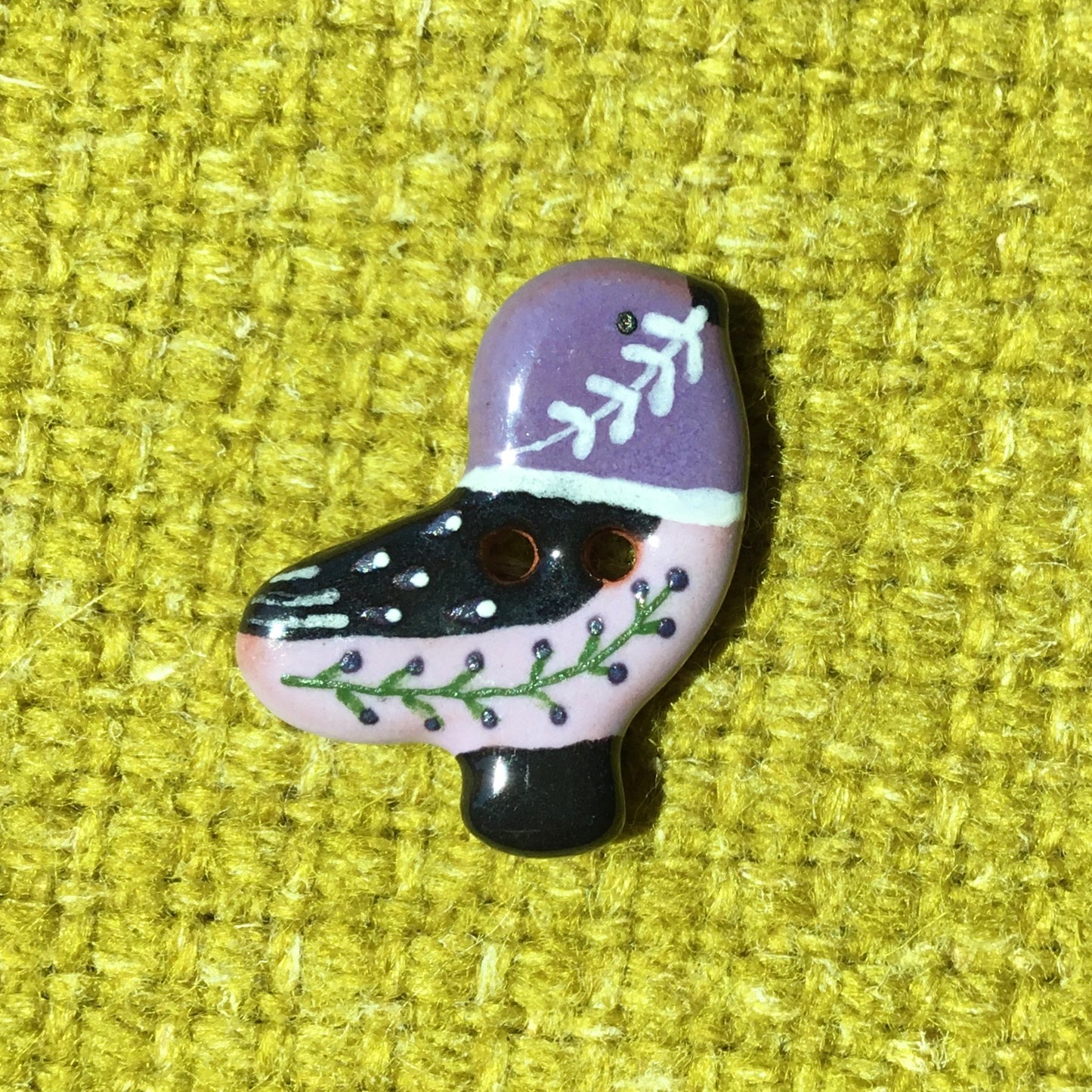 Ceramic Folk Bird Buttons  3/4" x 7/8"