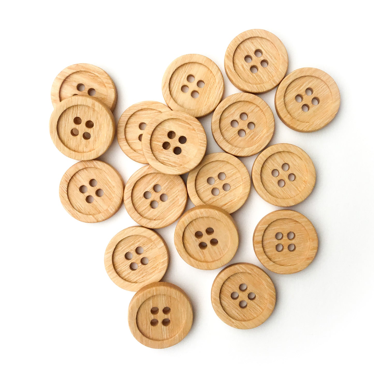 Four Hole Inset Button - Ash Wood  1"