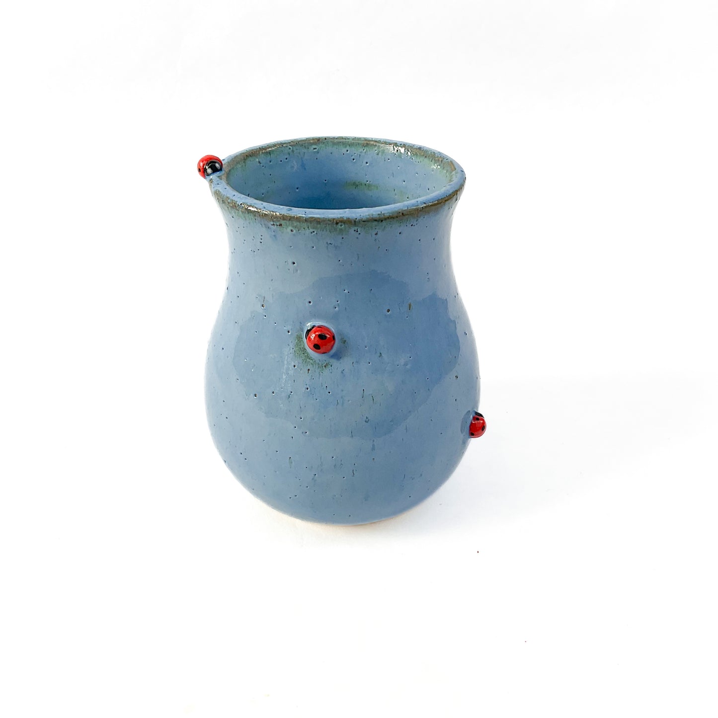 Stoneware Ladybug Vase