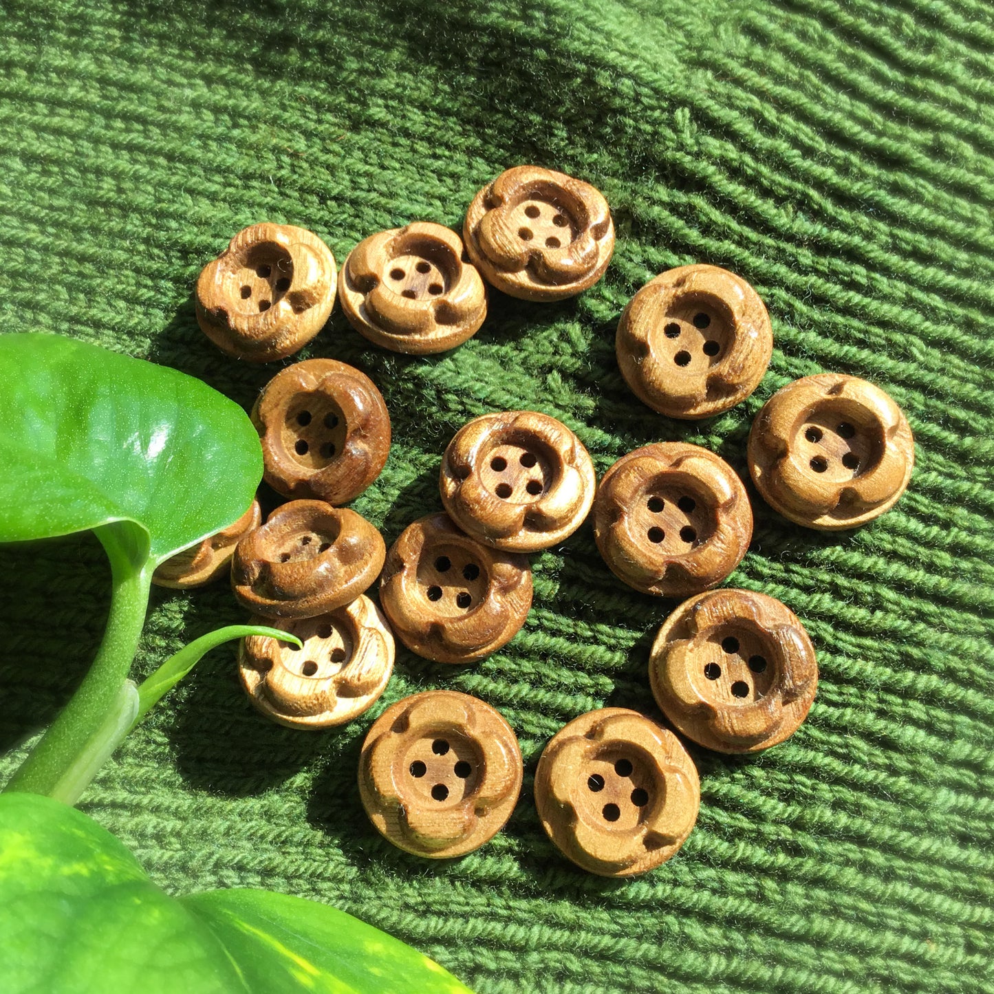 ‘Forest Flowers’ Sassafras Wood Buttons  3/4”