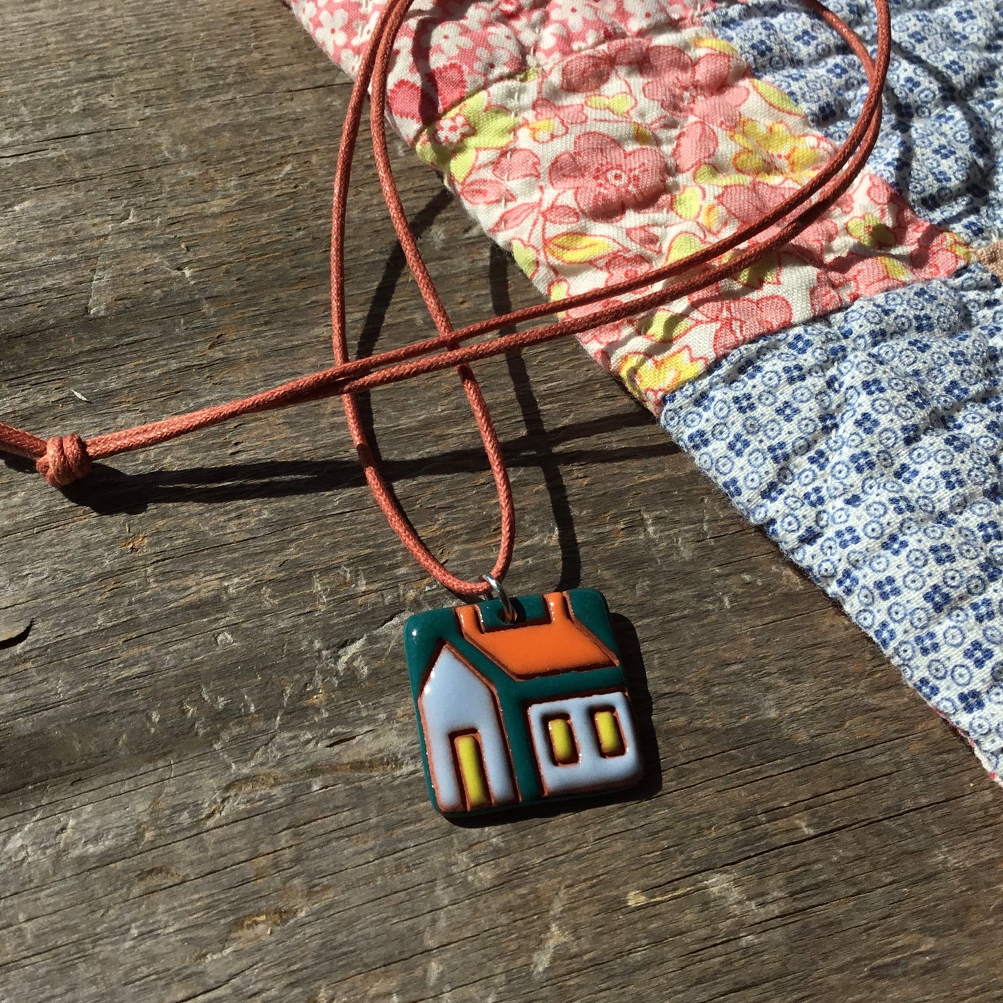 House Quilt Necklace