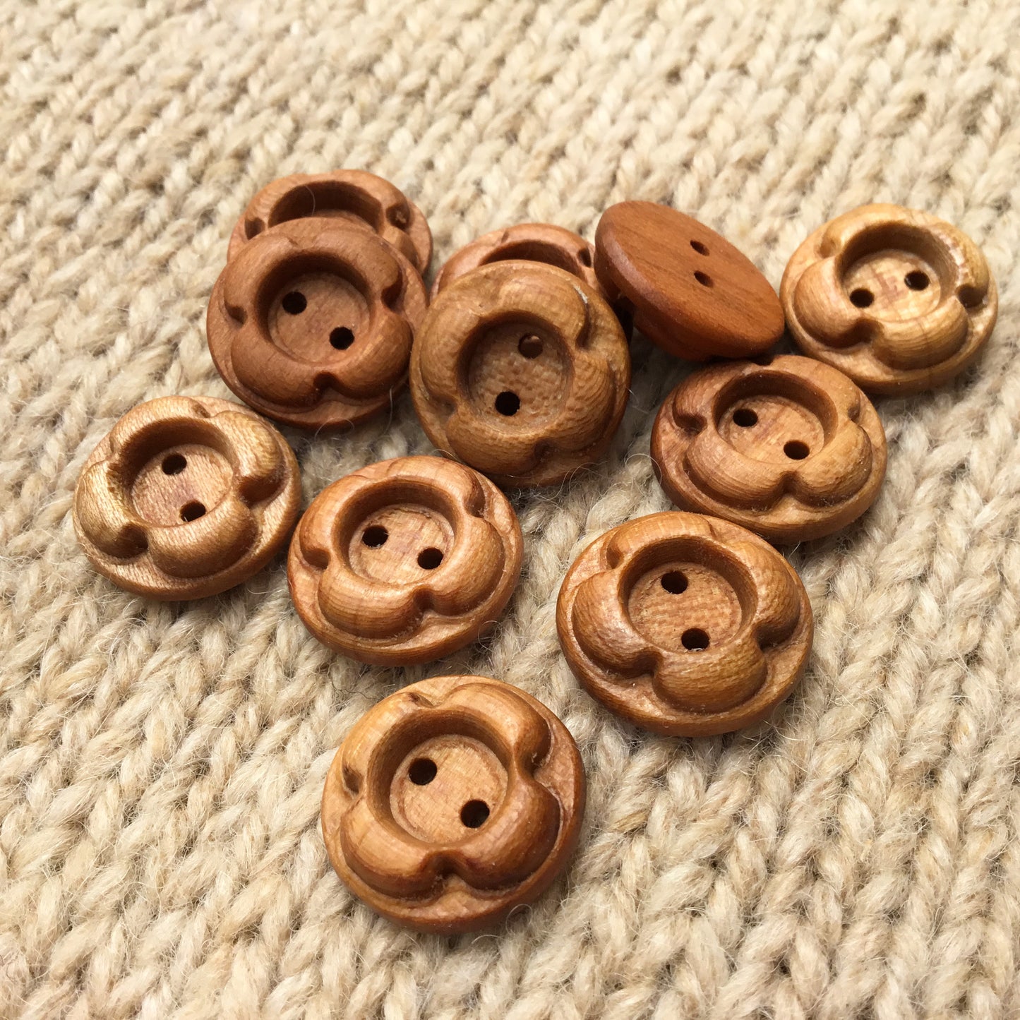 ‘Forest Flowers’ Cherry Wood Buttons  3/4”