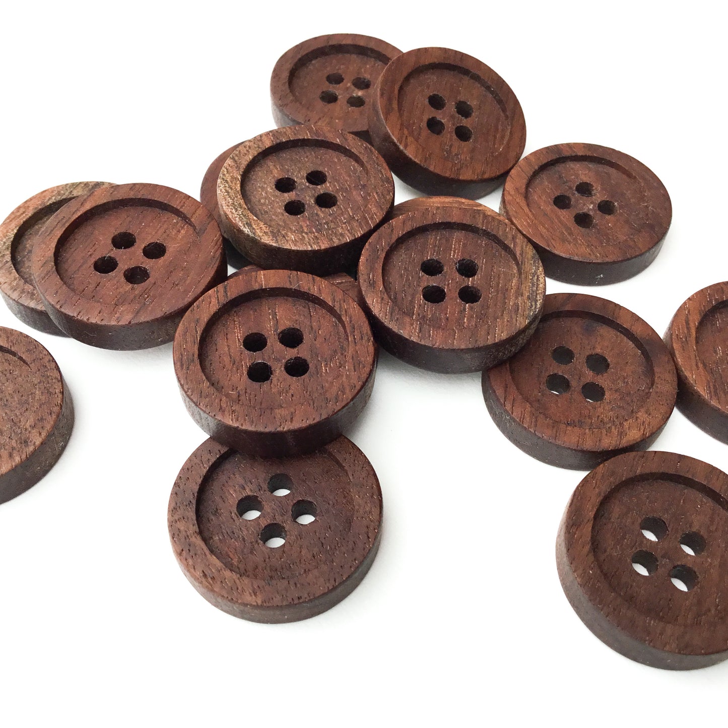 Four Hole Inset Button - Black Walnut Wood - 4 sizes