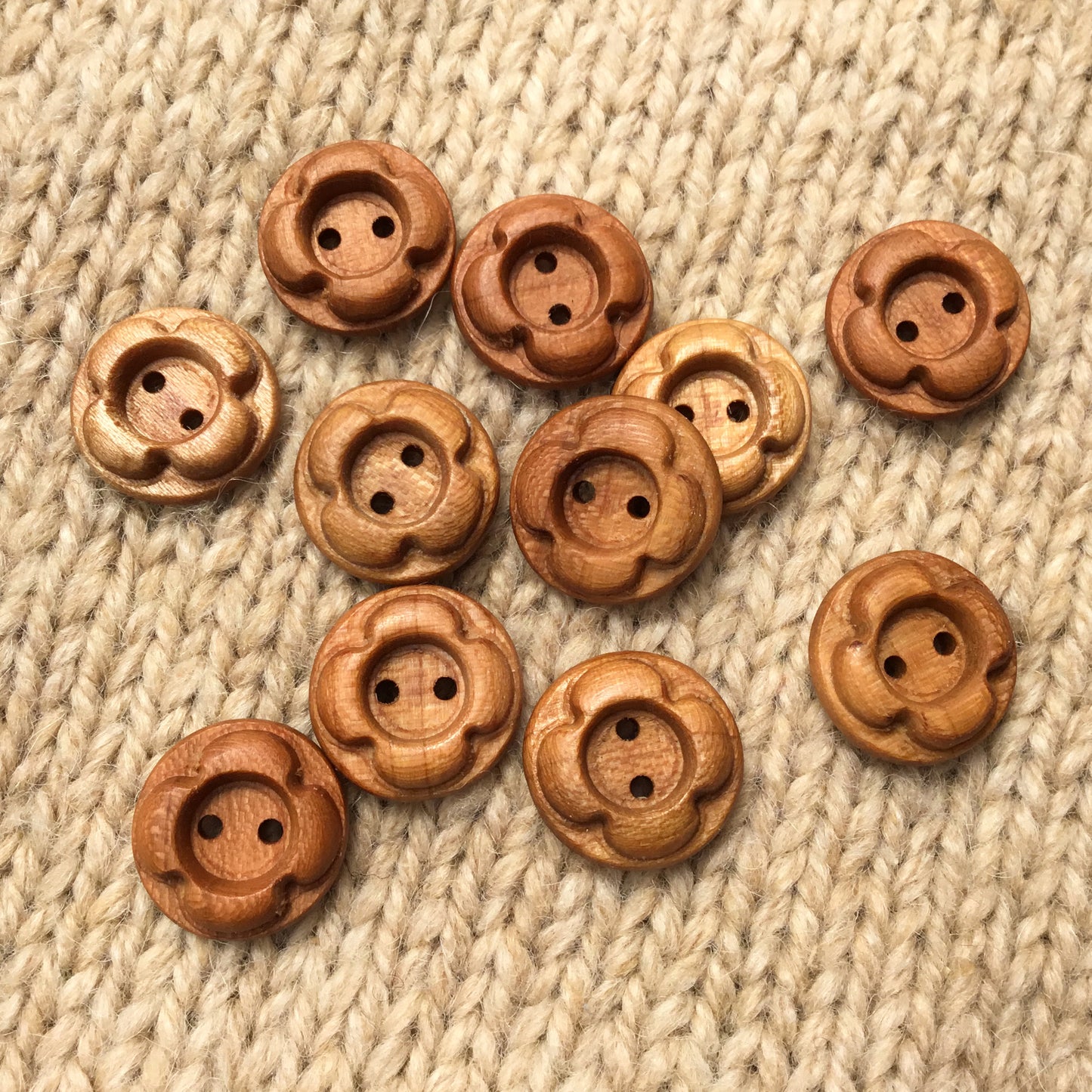 ‘Forest Flowers’ Cherry Wood Buttons  3/4”