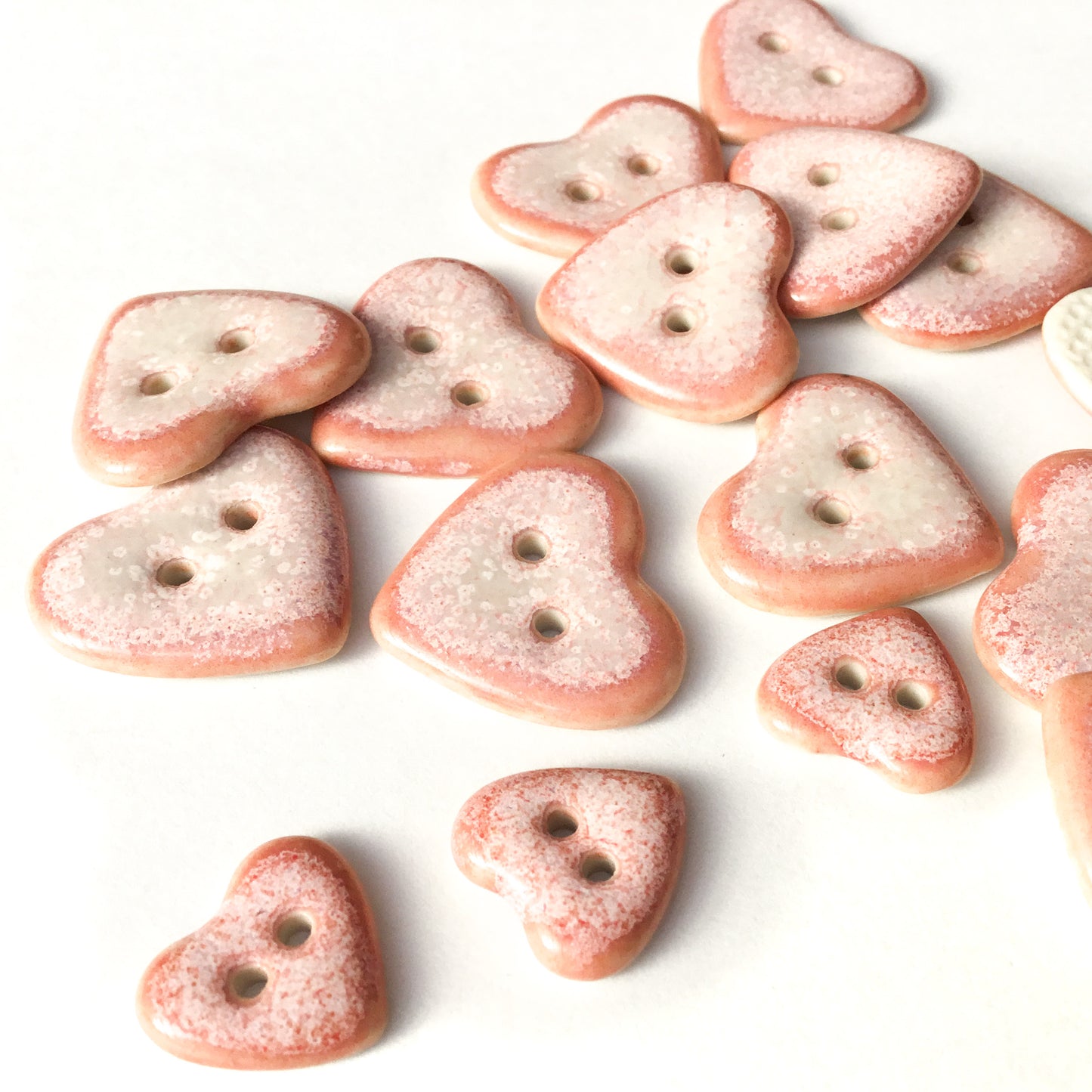 Rose Quartz Heart Buttons - two sizes