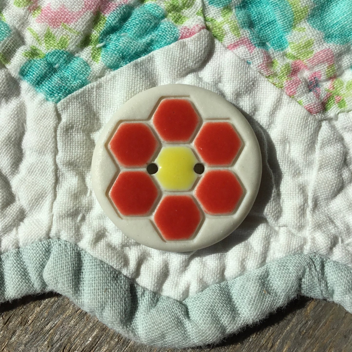 ‘Grandma’s Flower Garden’ Porcelain Button 1"