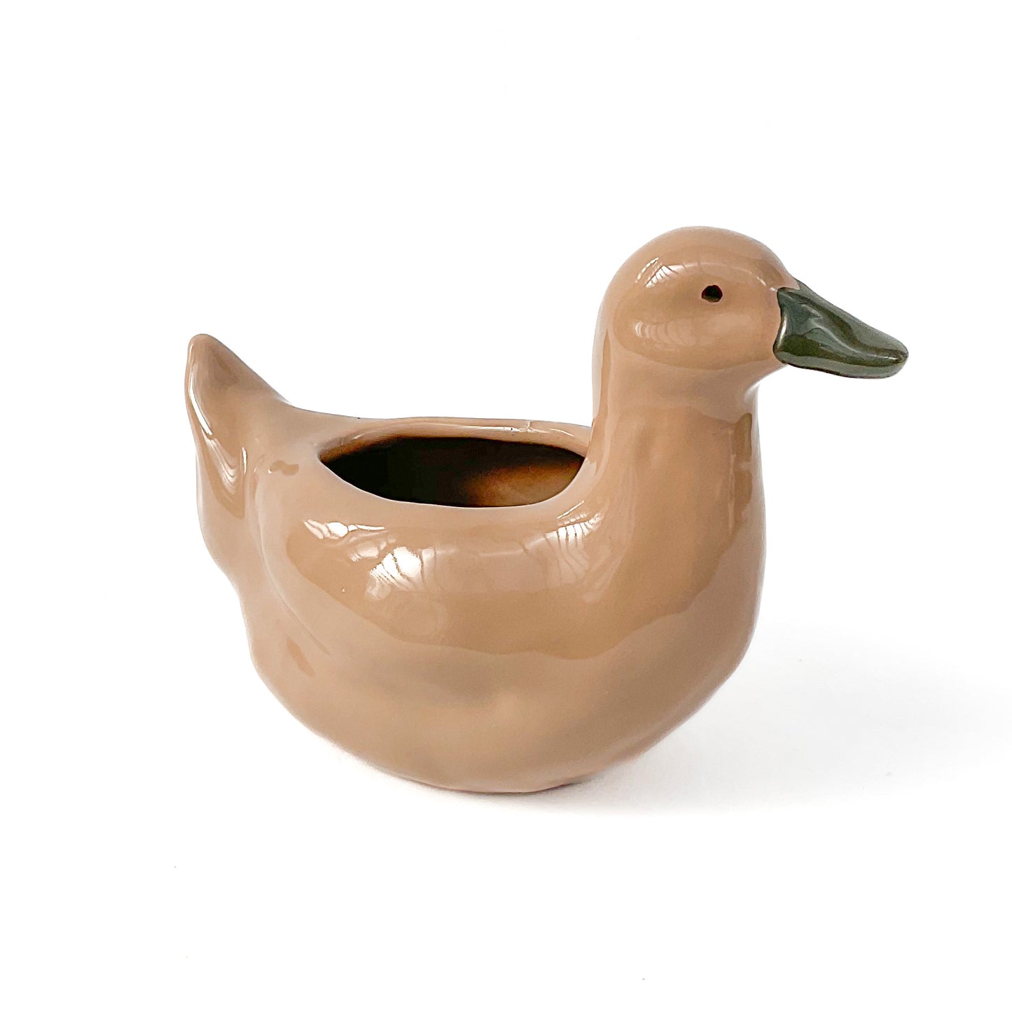 Khaki Duck Pot - Ceramic Duck Planter