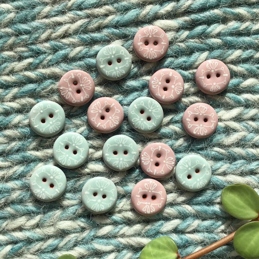 Victorian Lace Buttons  - Seabreeze Blue - 3/4"