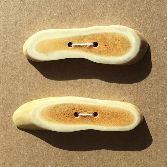 Polished Deer Antler Shed Buttons  2-3/4" x 13/16"  2-Pack