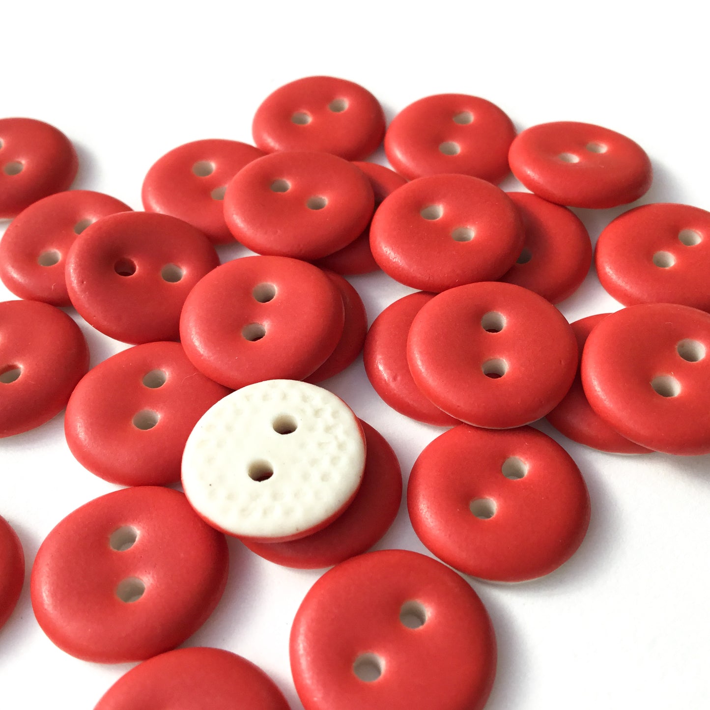 Matte Red Porcelain Buttons  1/2"