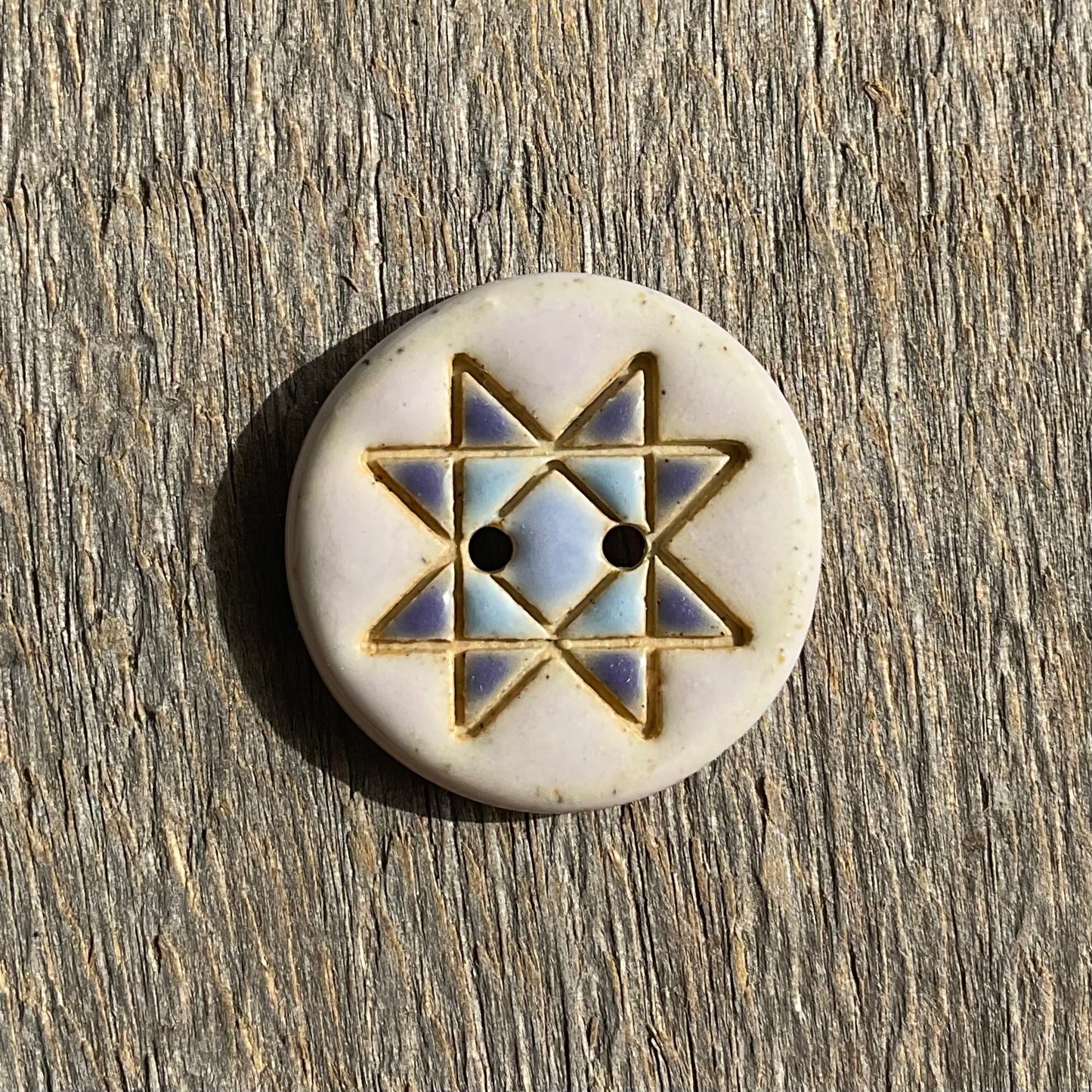 Ohio Star Quilt Block Stoneware Button 7/8"