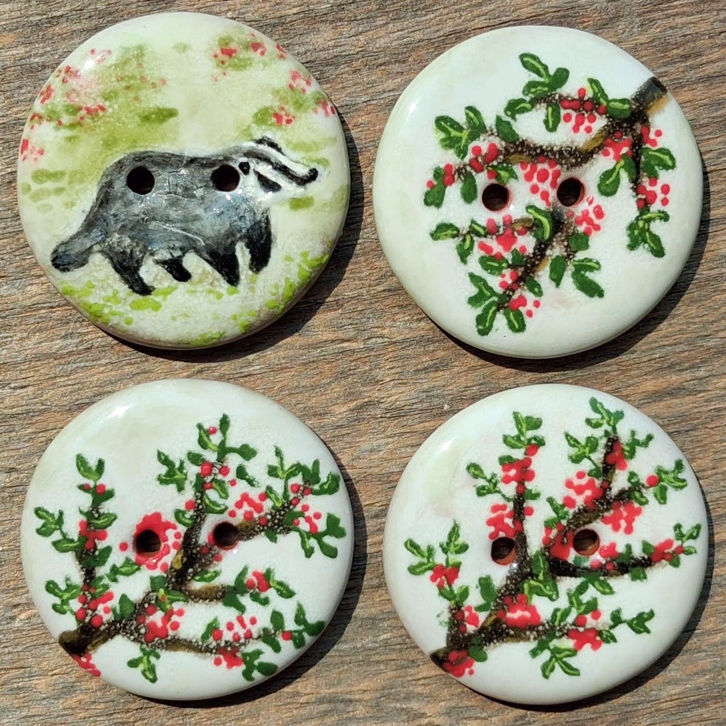 ‘Fall Berry Badger’ 1-1/16” one-of-a-kind 4-pack