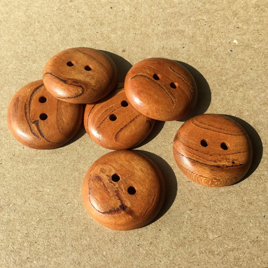 Mineral Streaked Polished Cherry Wood Buttons  1"