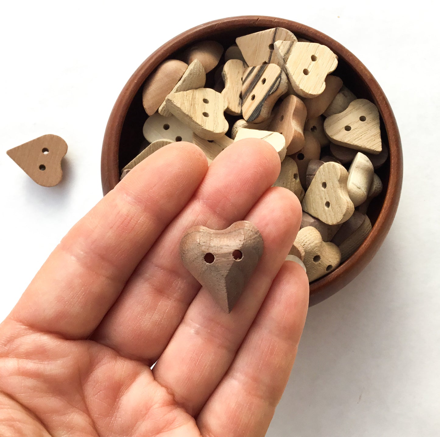 Unfinished Mixed Wooden Heart Buttons - 13/16" x 7/8"