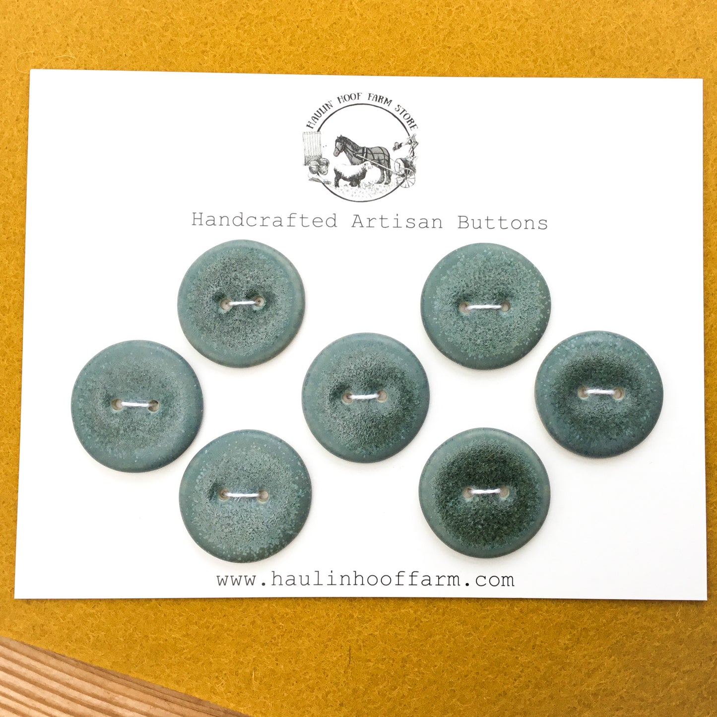 ‘Grayed Green’ Porcelain Buttons  1"  - 7 Pack