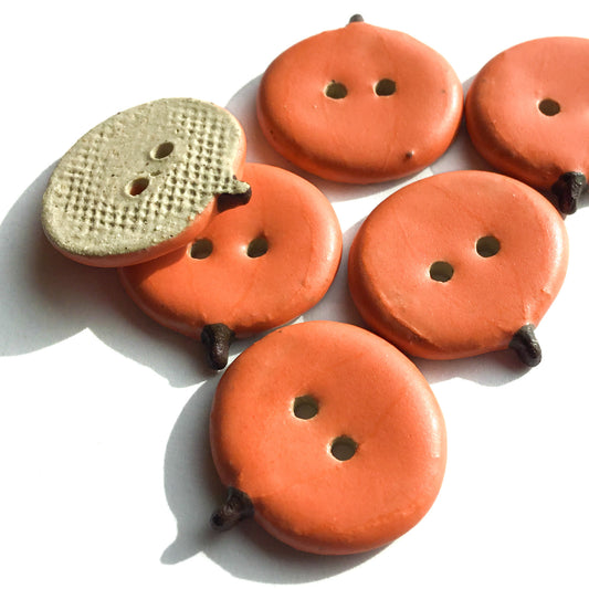 Stoneware Pumpkin Button 7/8&quot;