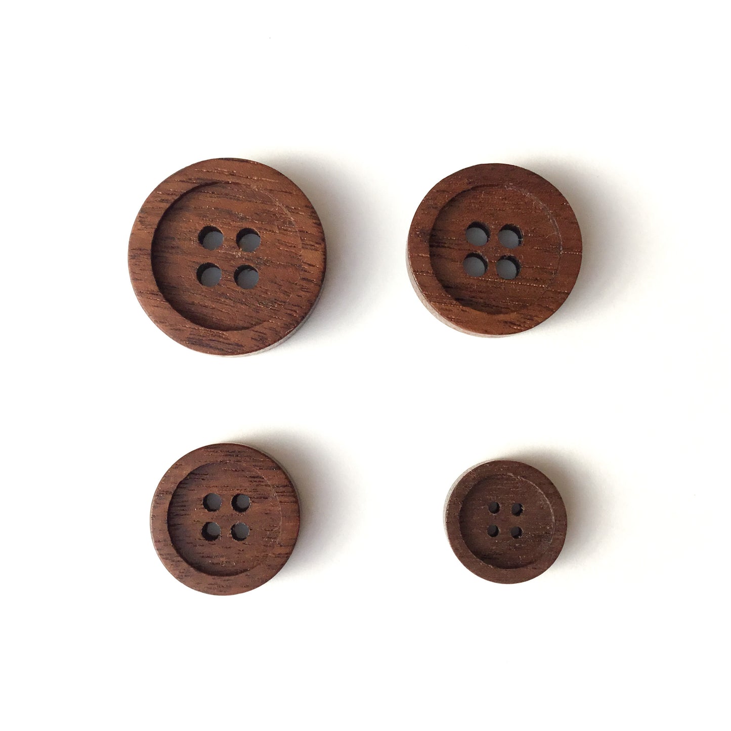 Four Hole Inset Button - Black Walnut Wood - 4 sizes