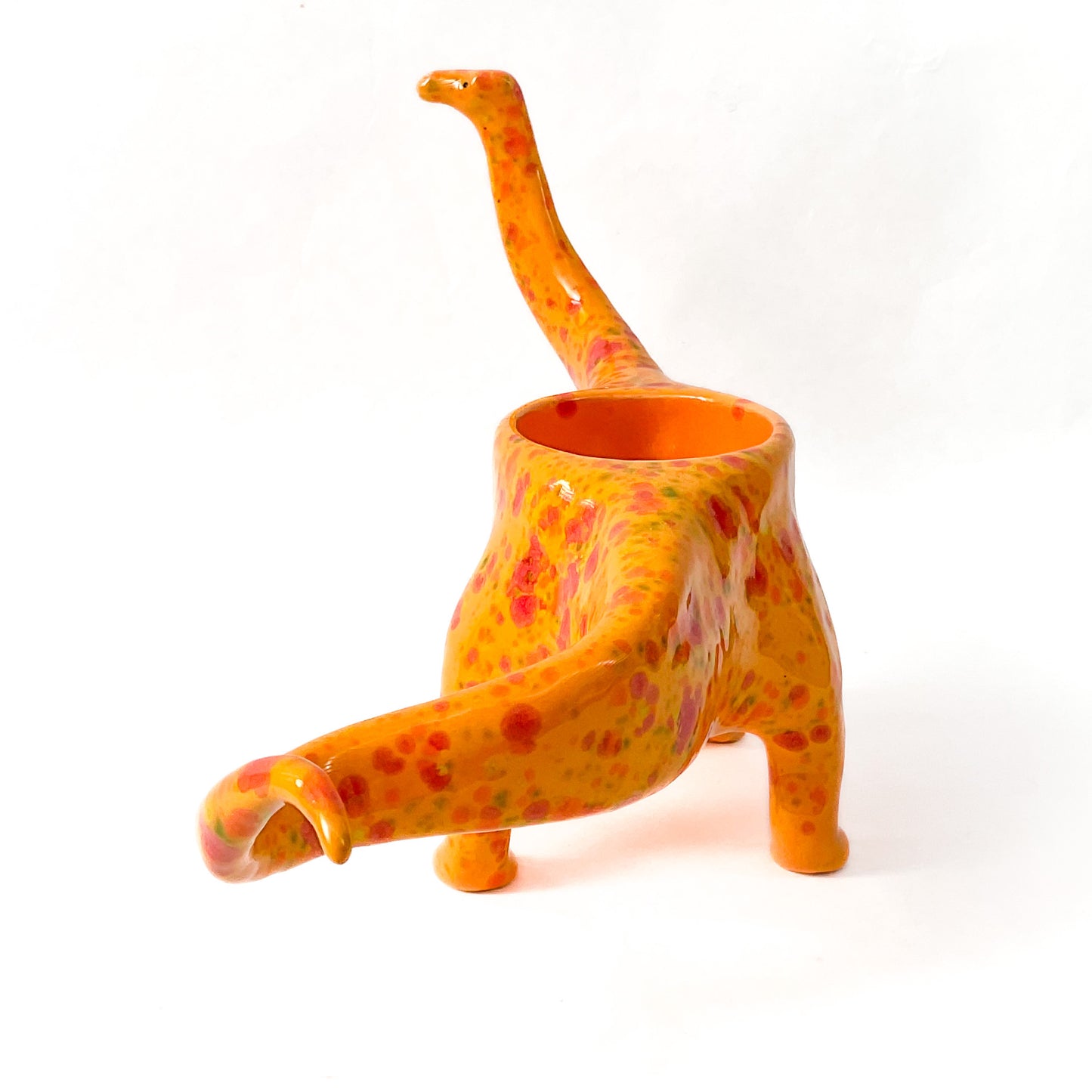 Orange Diplodocus Dinosaur Planter