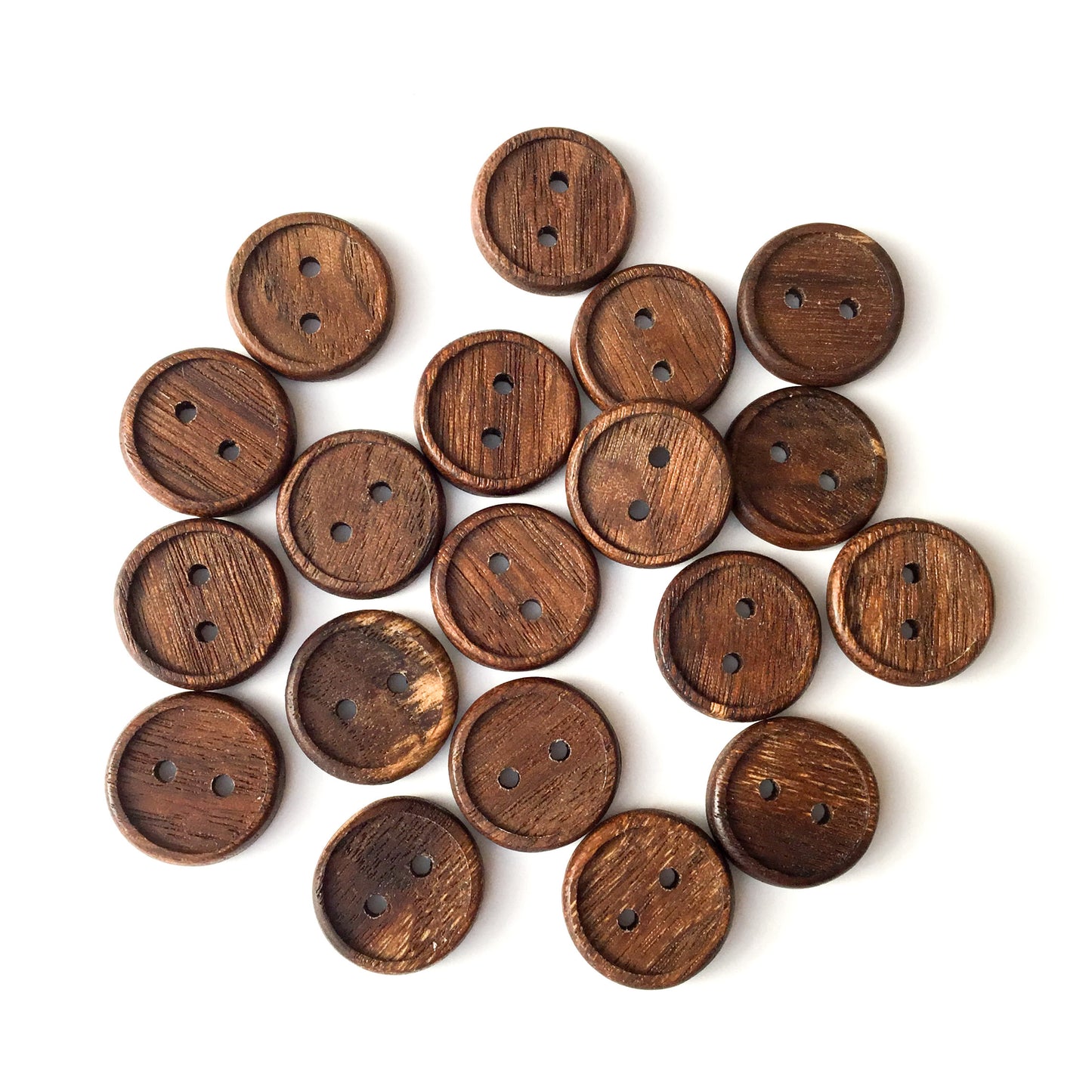 Bead Rim Black Walnut Wood Buttons - 3/4”