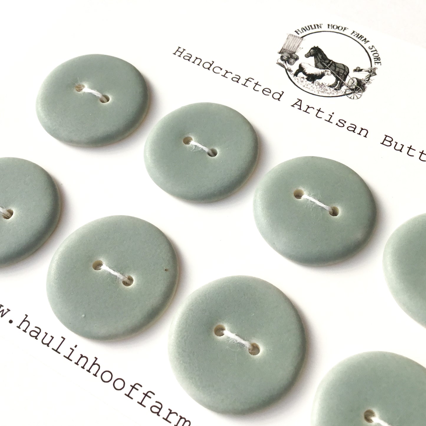 Matte Gray Porcelain Buttons  1"  8-Pack