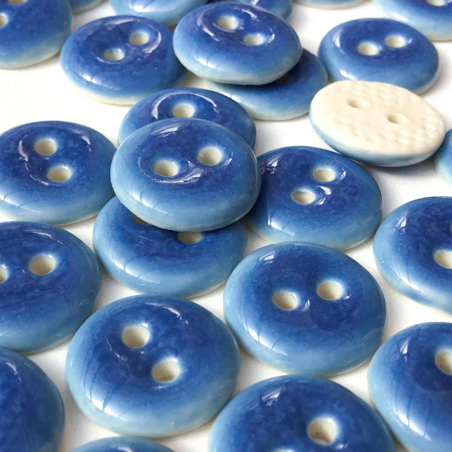 True Blue Porcelain Buttons  1/2"