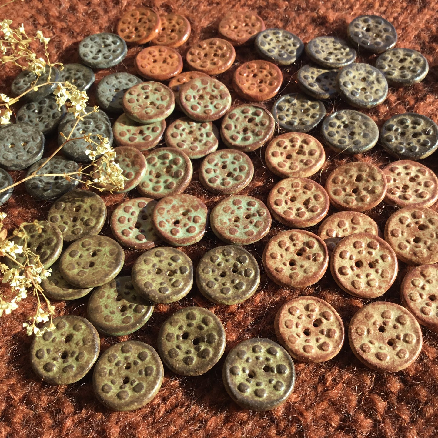 Shino 'Aster' Stoneware Buttons  13/16"