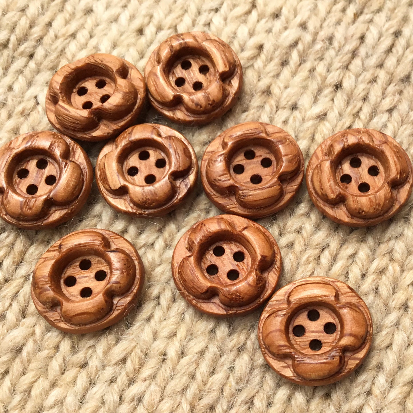 ‘Forest Flowers’ Red Oak Wood Buttons  3/4”