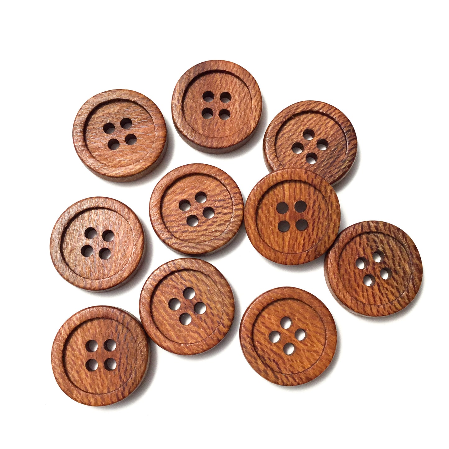 Four Hole Inset Button - Quarter Sawn Sycamore Wood  1"