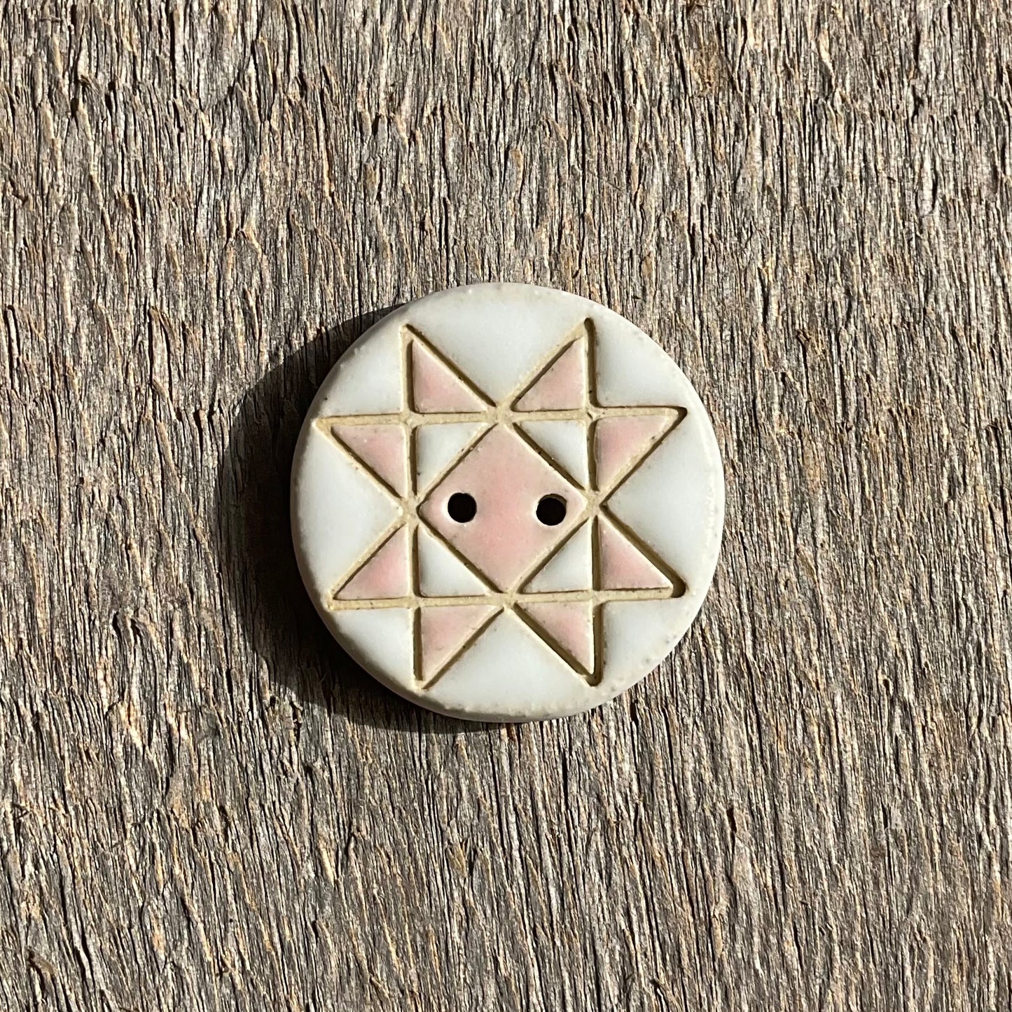Ohio Star Quilt Block Stoneware Button  ‘Solid Mattes’  1-1/16”