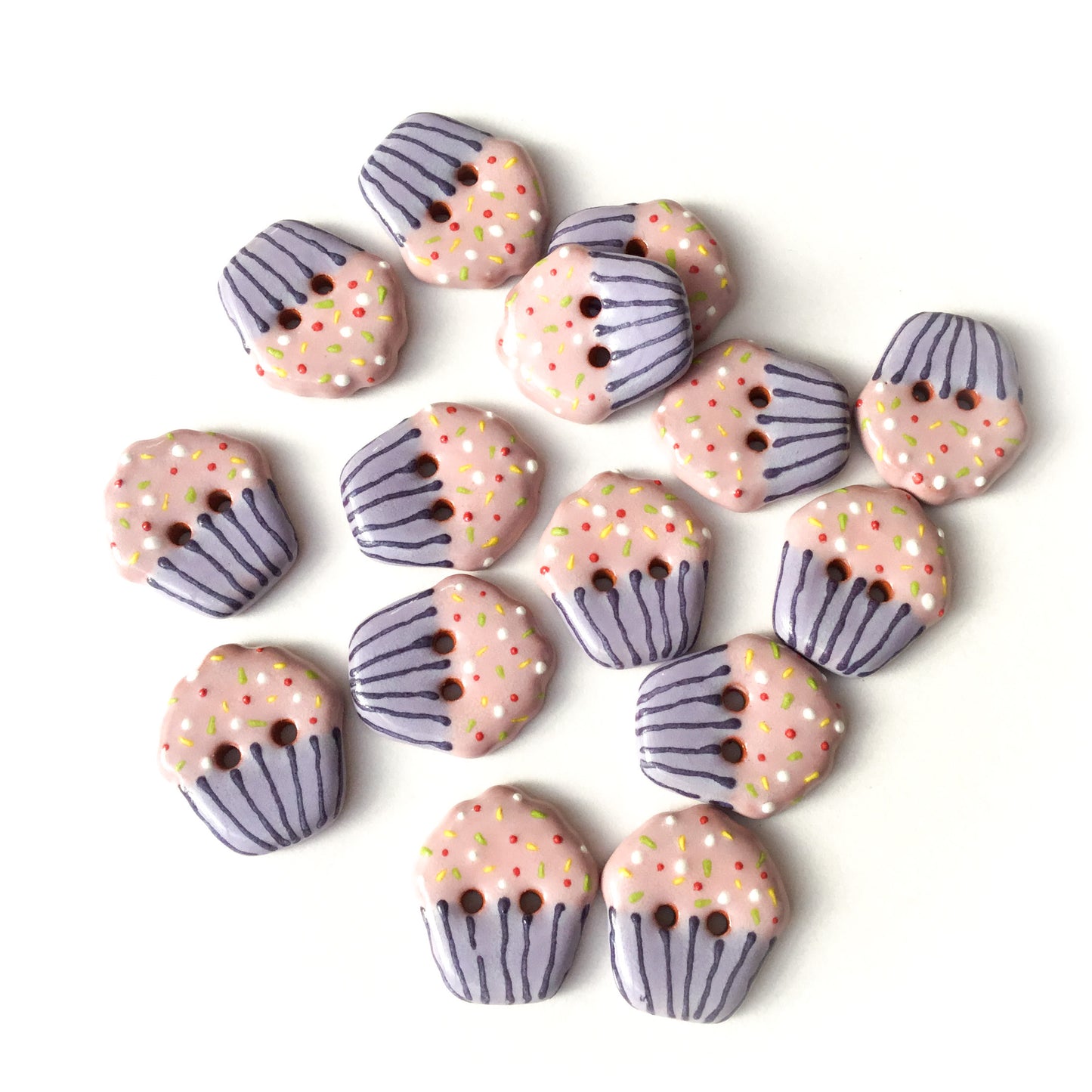 ‘Pink Sprinkles’ Cupcake Button 3/4”