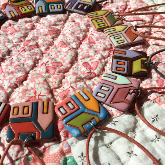 House Quilt Necklace