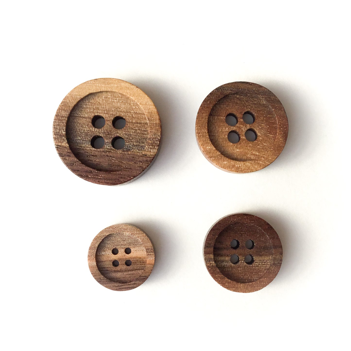 Four Hole Inset Button - Two-toned Black Walnut Wood  - 4 sizes