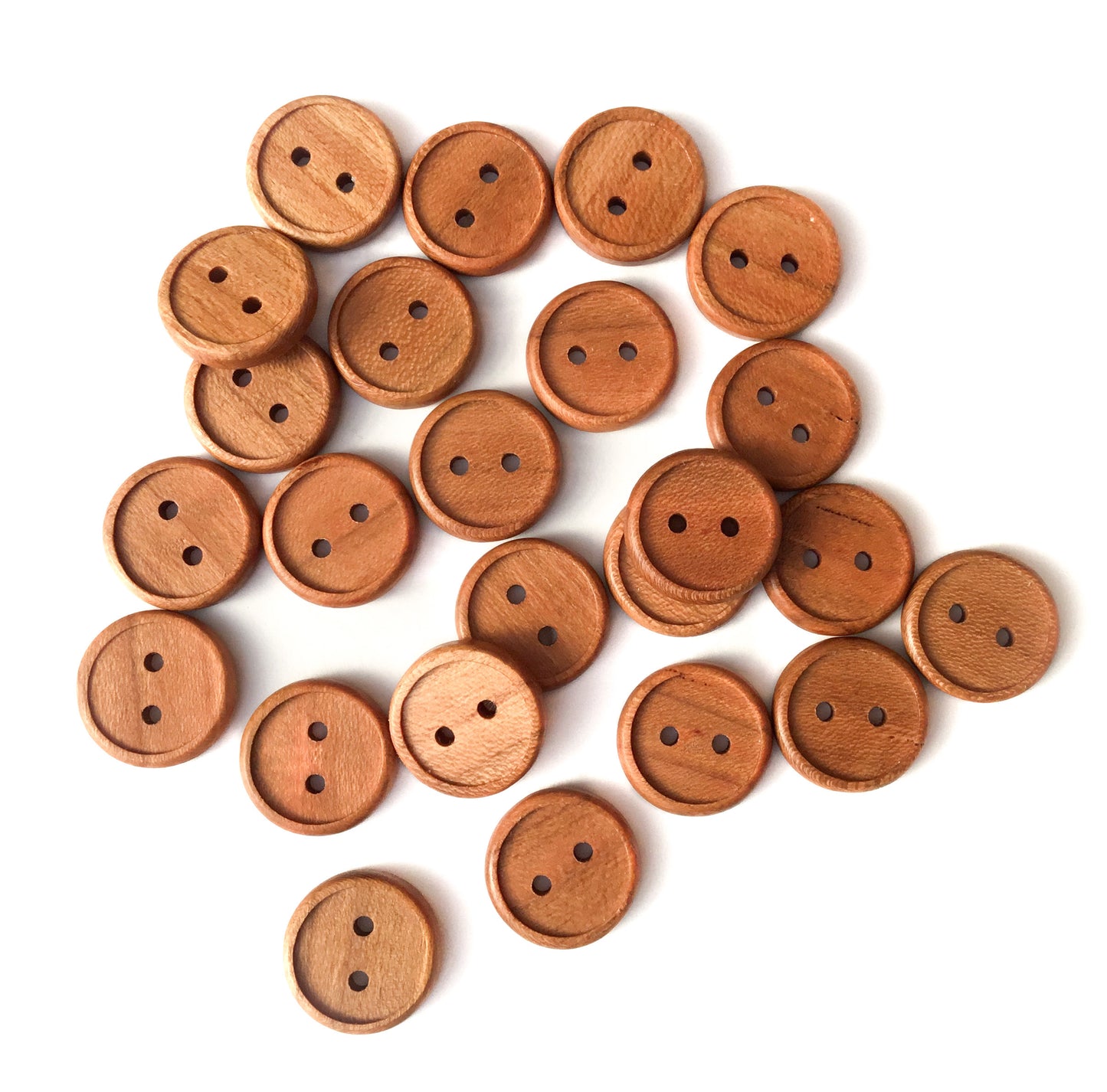 Bead Rim Cherry Wood Buttons - 3/4”