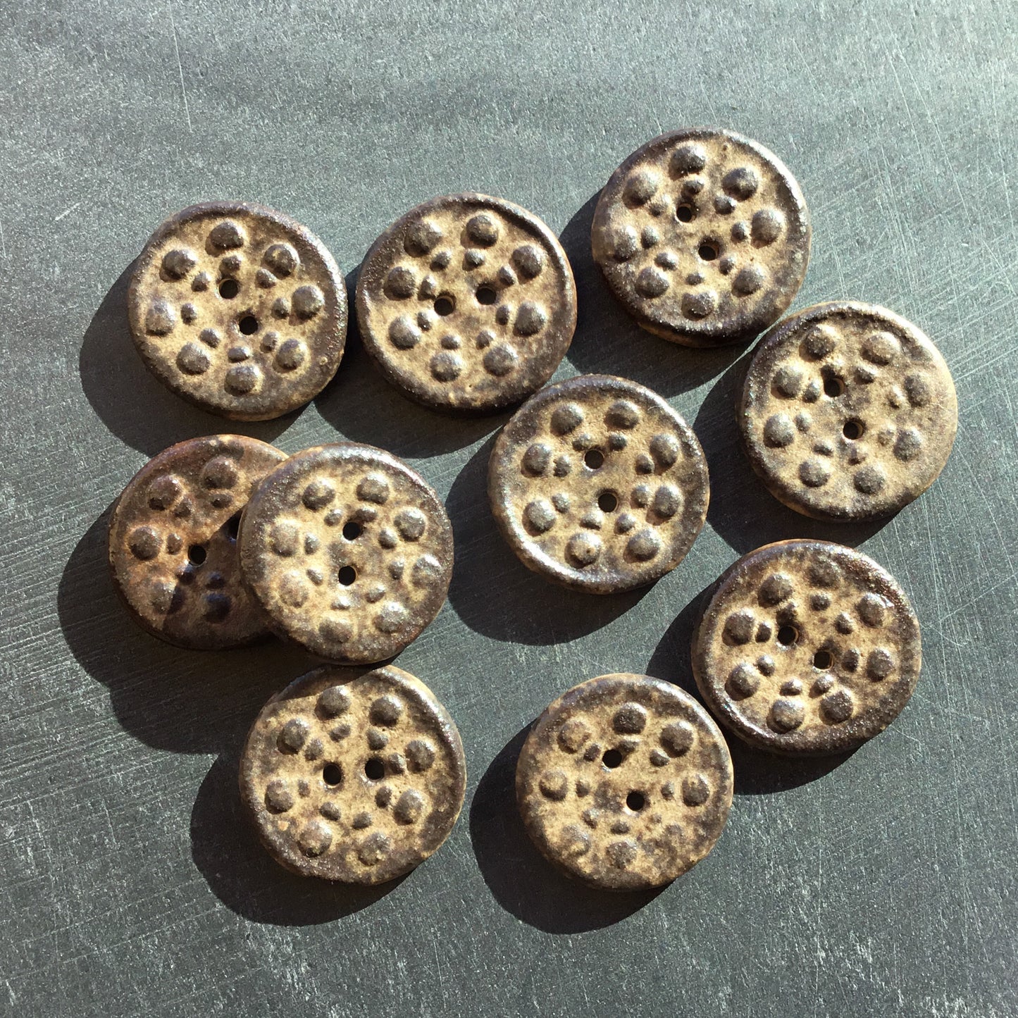 Shino 'Aster' Stoneware Buttons  13/16"