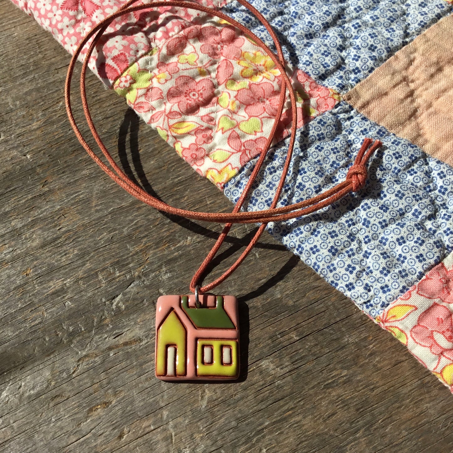 House Quilt Necklace