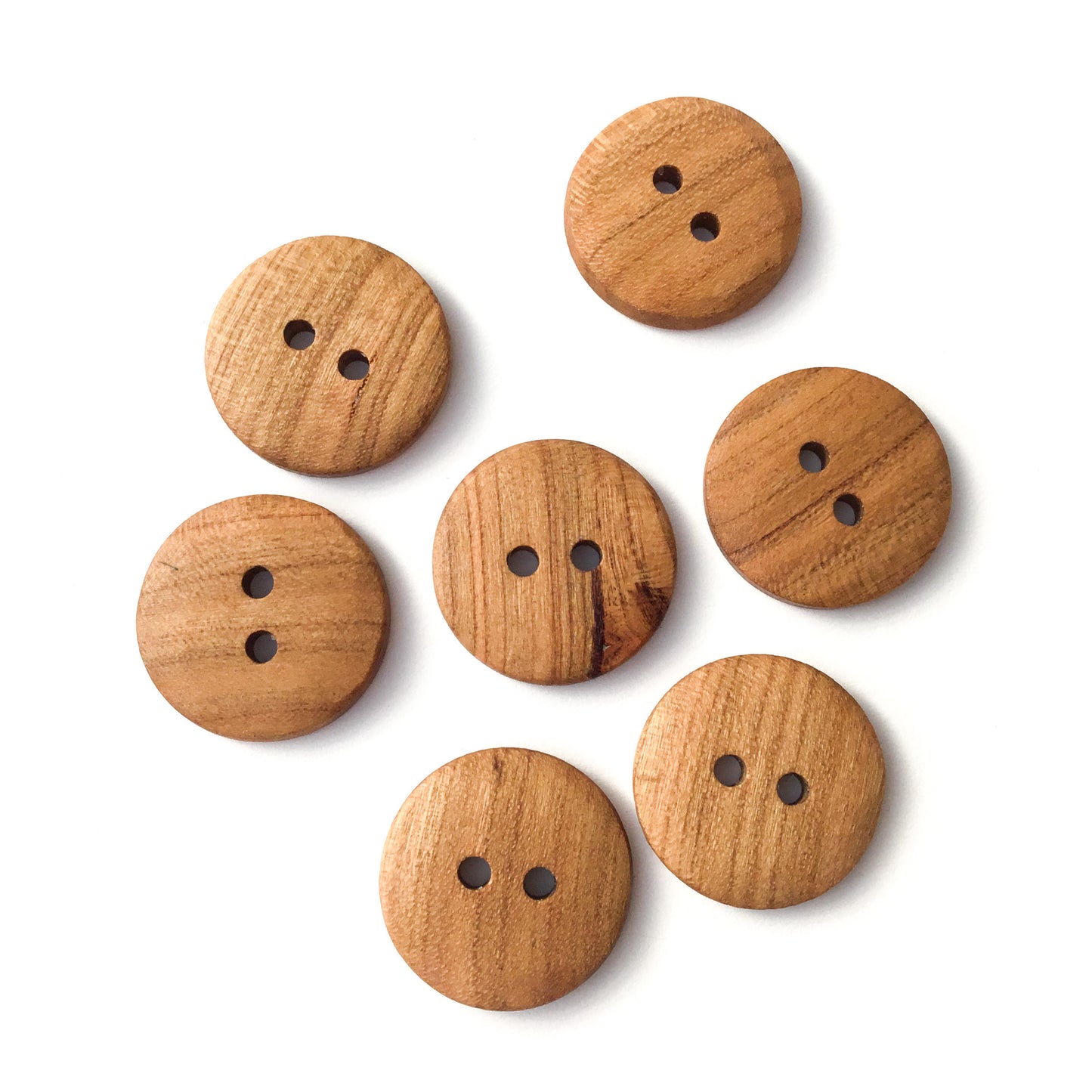 Quarter Sawn Cherry Wood Buttons  1" - 7 Pack