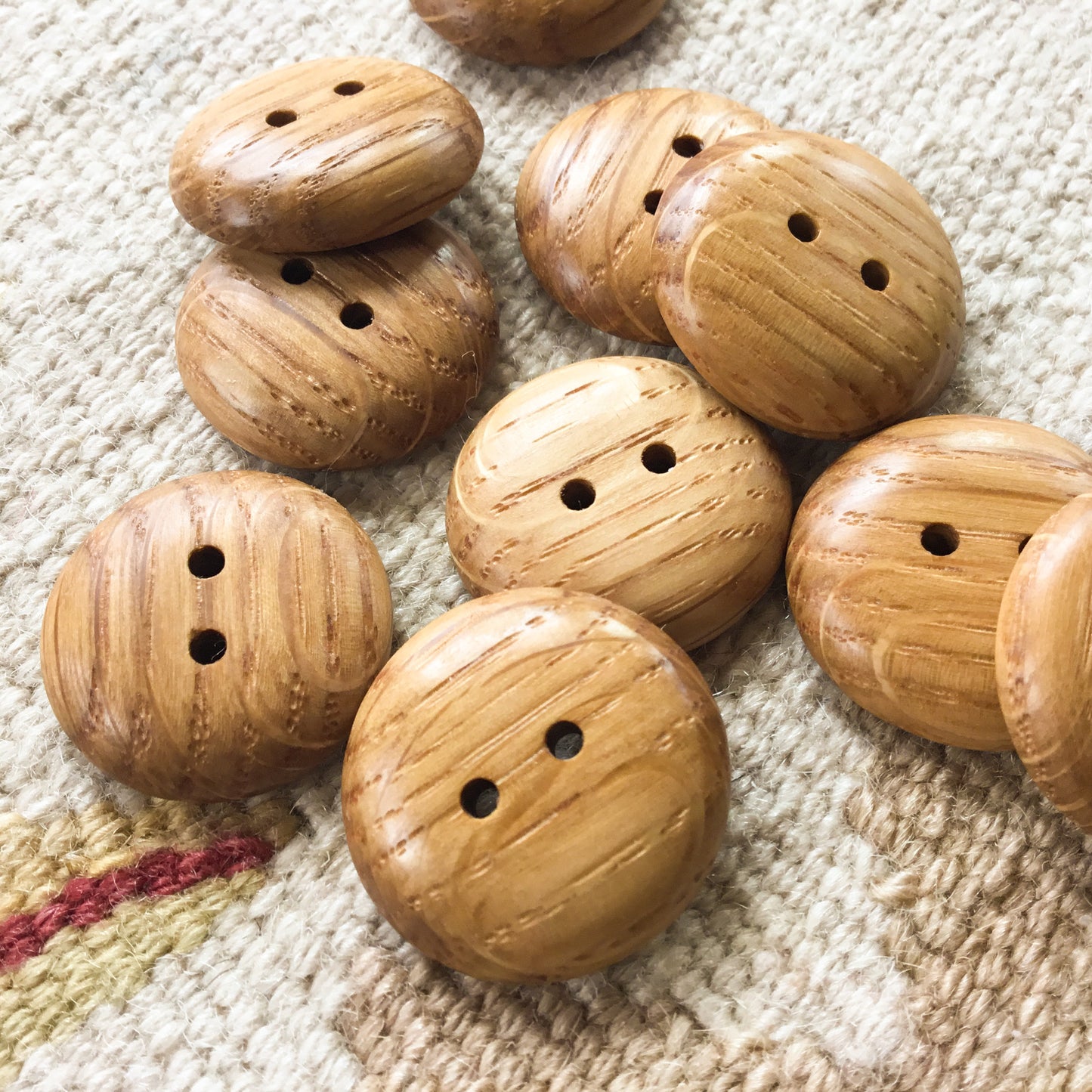 Polished White Oak Wood Buttons  1"