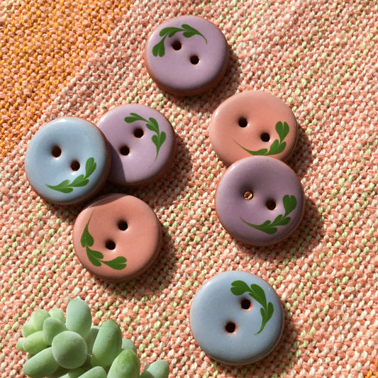 'Leaflet' Ceramic Button  3/4"