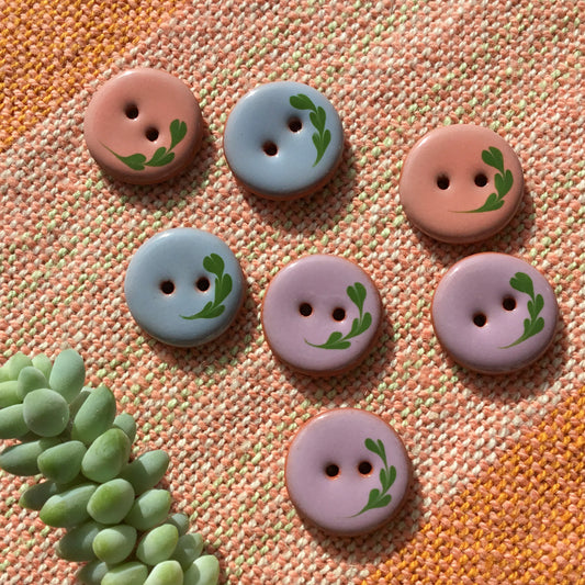 'Leaflet' Ceramic Button  3/4"