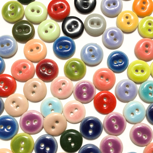 Assorted Colors GLOSSY Porcelain Buttons  1/2"