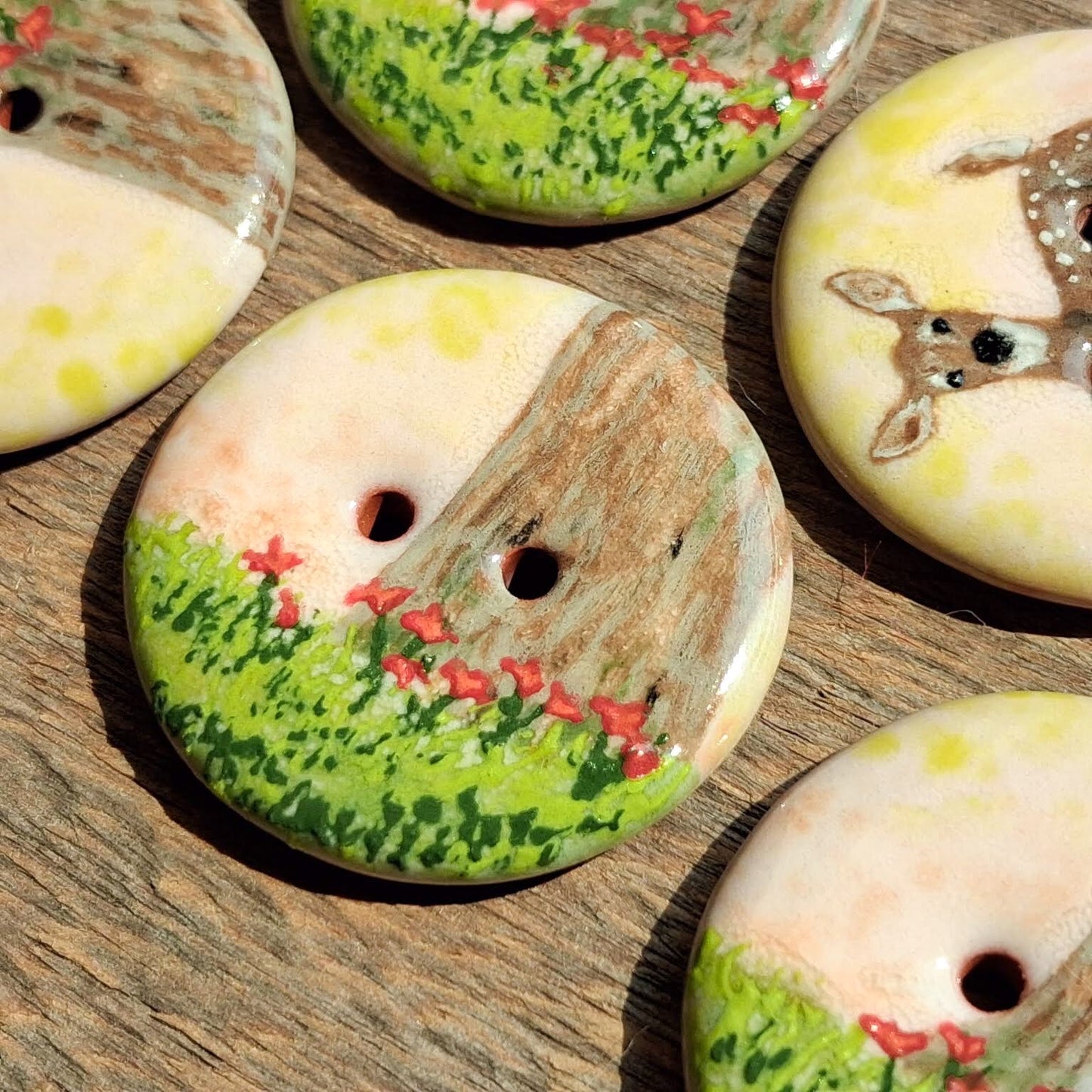 ‘Deer in the Woods’ 1-1/16” one-of-a-kind 5-pack
