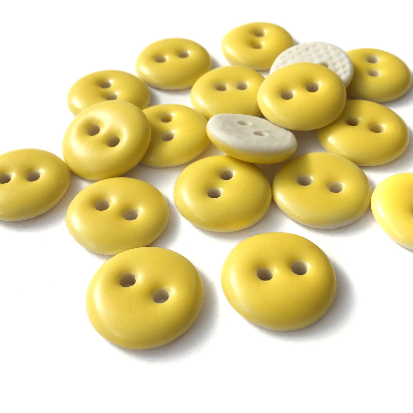 Matte Yellow Porcelain Buttons  1/2"