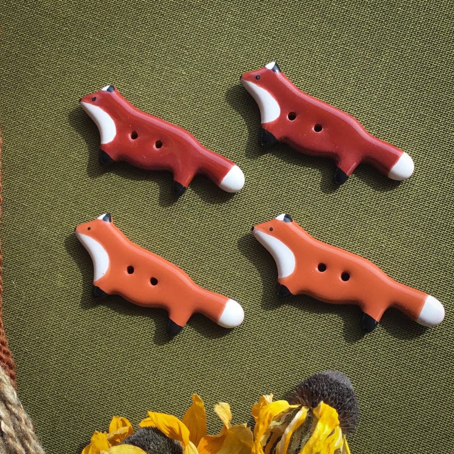 Fox Buttons  3/4" x 1-3/4"