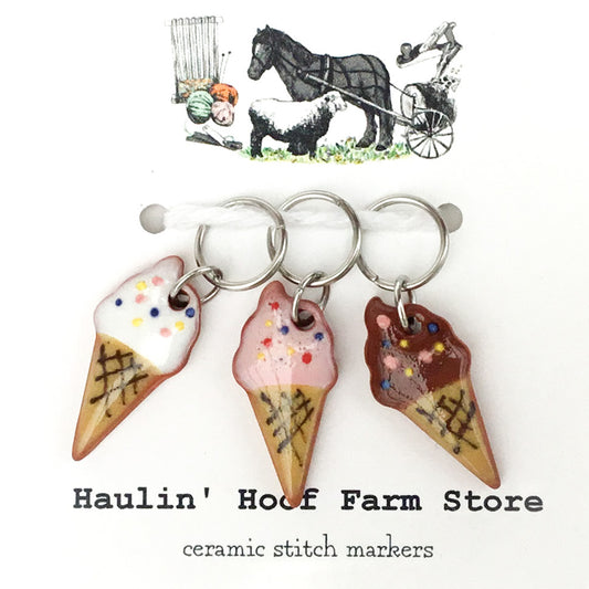 Ice Cream Cone Stitch Marker Set