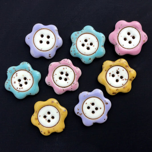 ‘Floral Darlings' Stoneware Button  1-1/8"