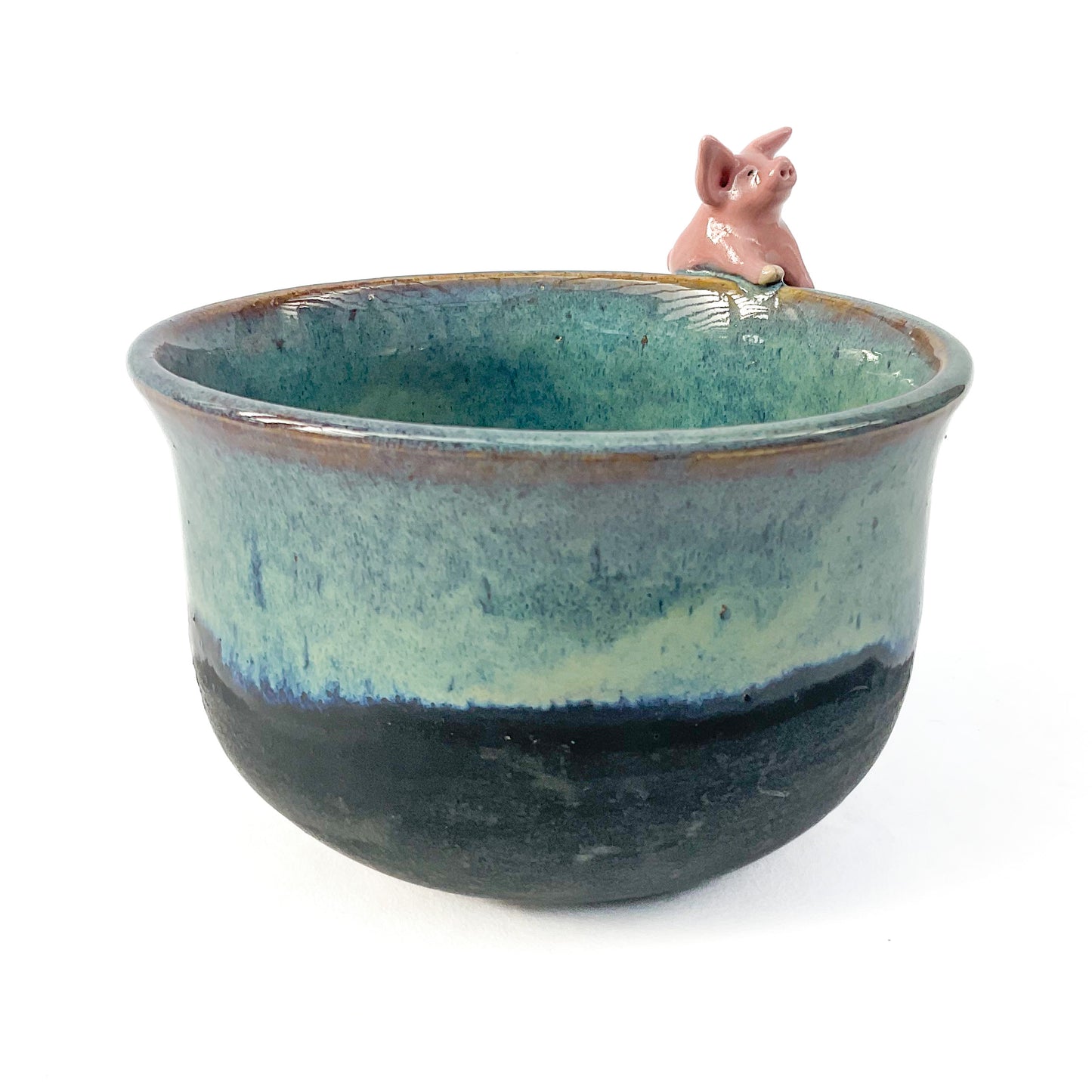 Pink Pig Hand Sculpted Stoneware Bowl