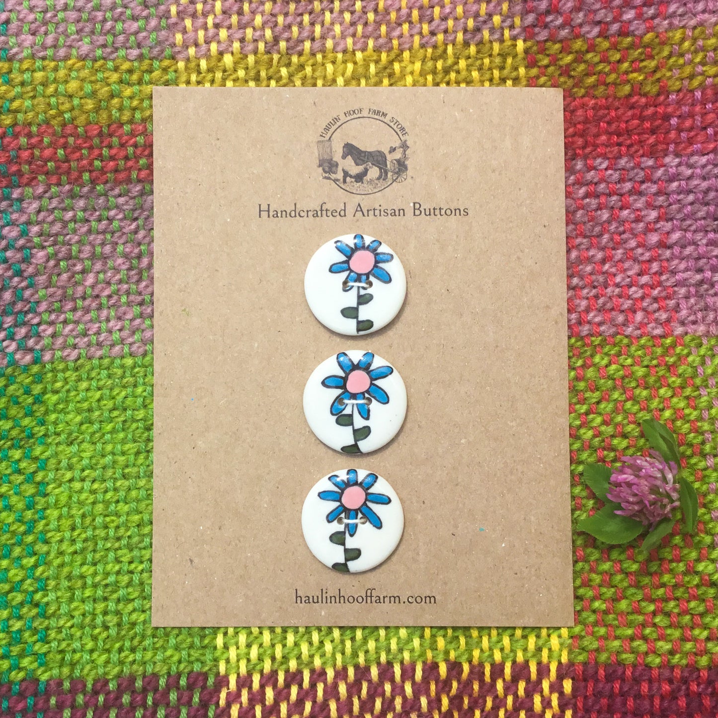 Blue Asters Porcelain Button Set - 1”